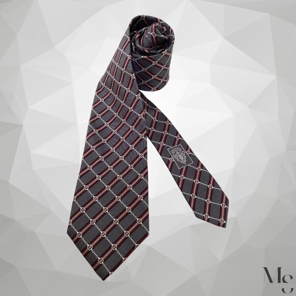 GUCCI Gray Plaids & Cheks Luxury Silk Tie Made In Italy 59”-3.25" EX COND - Picture 1 of 7